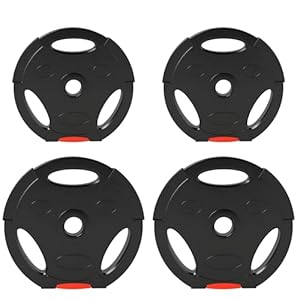 SPORTNOW Weight Plates Set, Barbell Plates Disc with 1″ Holes, for Home Gym, 15kg, 25kg, 30kg Set Weight Lifting Strength Training, Black