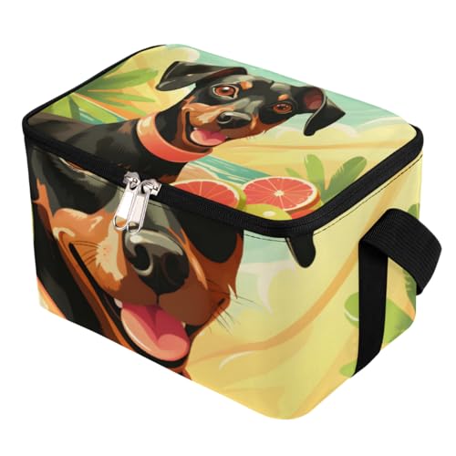 Lunch Bags for Women Men 9 Cans,Miniature Pinscher Hot & Cold Food Delivery Bag Insulated Grocery Bag Insulated Lunch Box Animal Dog Cooler Bag for Office Work Picnic Beach