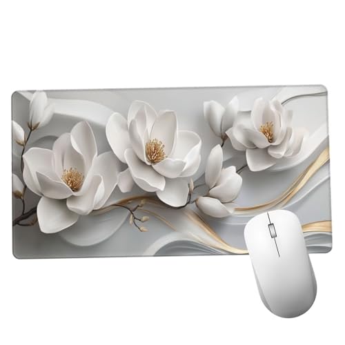 Lirios Alfombrilla Ratón 600x300x3mm Alfombrilla Raton XXL con Base de Goma Antideslizante, Accesorios Gaming Planta, Ordenador Gamer Regalos, Mouse Pad Gaming Mejora La Precisión Y La Velocida Y1442