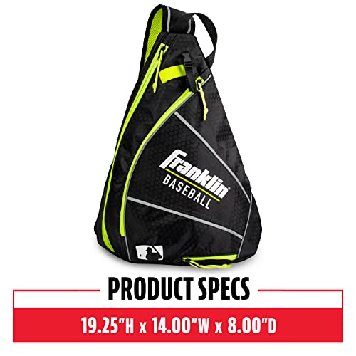 Franklin Sports Mlb Slingbak - Compact Baseball Bag - Youth + Tball Equipment Carry Bag - Black + Optic Yellow #TOP1