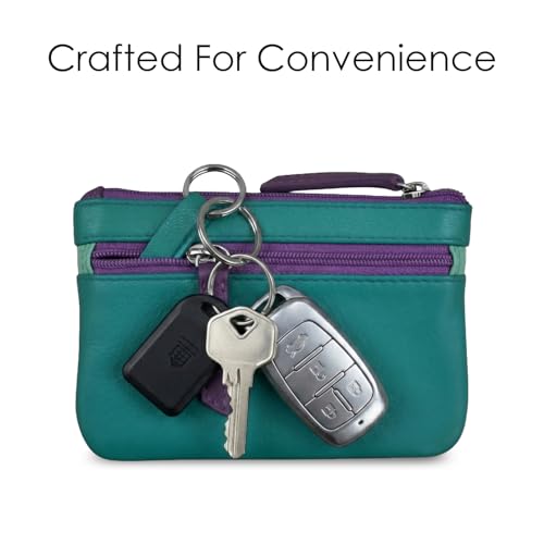 Image of ili New York Leather Mini Compact Coin Purse - Cool Tropics