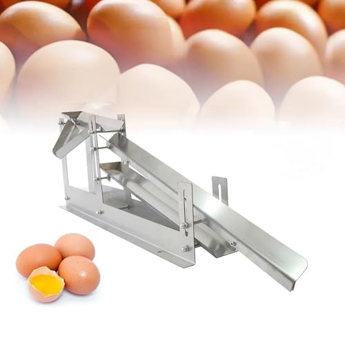 Máquina separadora de yema de huevo, canal ajustable para una separación eficiente, maneja 30 kg/hora con bandeja deflectora, perfecta para panaderías y cocina casera