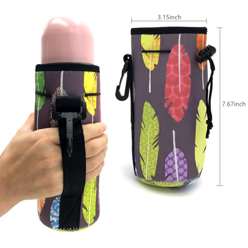 Image of Wanty Neoprene 20 Oz Insulated Water Drink Bottle Cooler Carrier Cover Sleeve Tote Bag Pouch Holder Strap for Climbing Cycling and Running Outdoor Activities