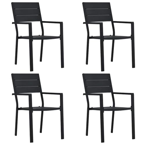 Chaise extérieure résistante aux intempéries en acier et HDPE noir