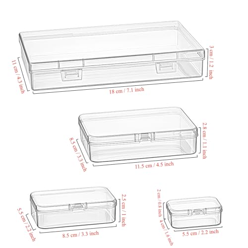 Goodma 24 Pieces Mixed Sizes Rectangular Empty Mini Clear Plastic Organizer Storage Box Containers with Hinged Lids for Small Items and Other Craft Projects - Image 3