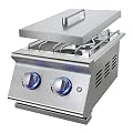 Livory Double Grilling Side Burners for Outdoor Kitchen, 2 * 15,000BTU Liquid Propane Burners, Duty Heavy 304 Stainless Steel, Built-in Side Burner for BBQ Island Grill, with Natural Gas Kit