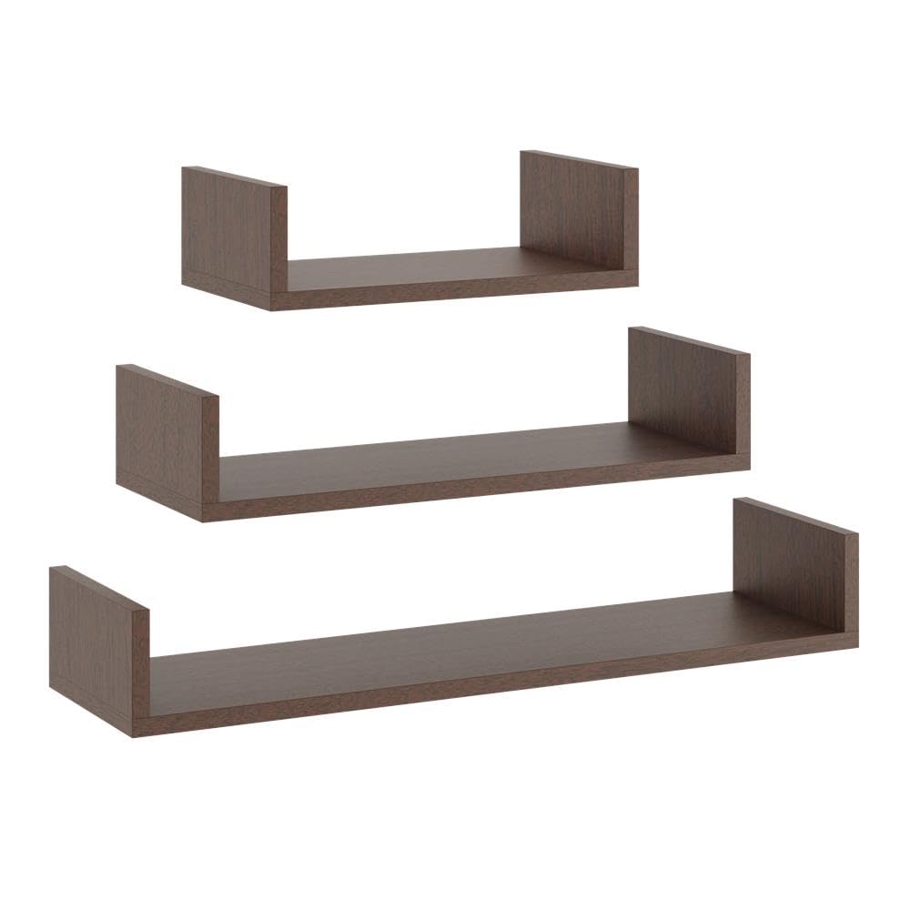 Juego de 3 Estantes de Pared Baldas Flotante, de 80, 60, 40 cm (Wengué)