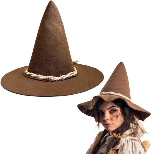 GAGIFT WORLD Scarecrow Hat Brown Festival Costume Hat for Halloween or Theme Party Funny Peasant or Storybook Style Accessory (Brown)