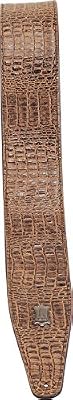 Simulated Alligator Brown Leather Guitar Strap
