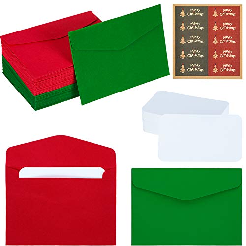 Enveloppes de cartes-cadeaux rouges et vertes pour votre table de Noël et cadeaux de famille