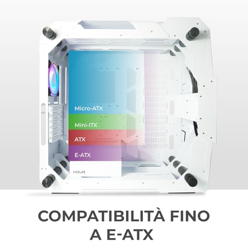 Noua Ego Bianco Case Full Tower per PC Gaming E-ATX ATX m-ATX mini-ITX 1.2MM SPCC Front Metal 3*USB3.0-2.0 Ventola PWM ARGB Pannelli Laterali in Vetro Temperato - 5