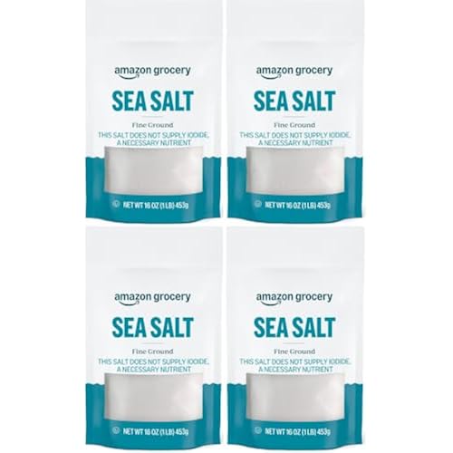 Amazon Grocery, Sea Salt, Fine Ground, 16 Oz (Pack of 4)