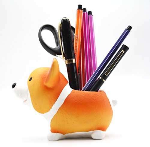 Monmob Creative Corgi Pen Pencil Brush Holder Pot Stylish Storage Container Desk Organizer Decoration Accessories Succulent Plant Pot Home Office School Gift #TOP1