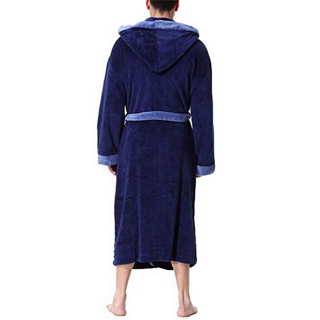 Albornoz casual cálido de invierno para hombre, bata de franela con cuello en V, manga larga, cálida, tallas grandes, kimono para baño, bata de baño masculina, abrigo