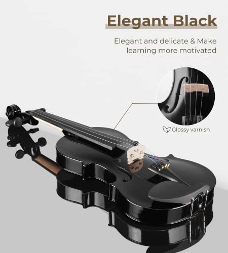 4/4 Acoustic Violin,Full Size Acoustic Violin Fiddle For Beginners Adults Violin Starter Kit With Hard Case, Rosin, Shoulder Rest, Bow, Extra Strings, Black By Vangoa #TOP1