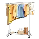 Sakugi 洋服ハンガーラック シングルロッド スリム＆頑丈 大容量 キャスター付きで移動も簡単 寝室・玄関・ランドリー用 幅116×奥行43×高さ150cm シルバー