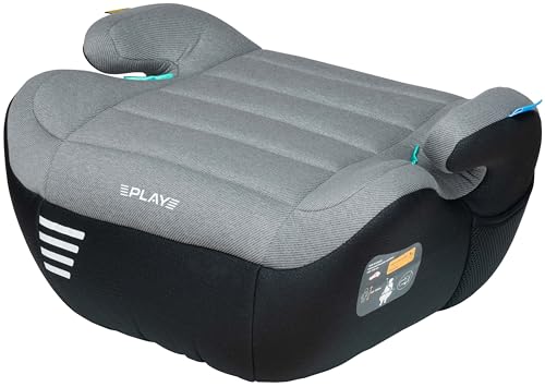 Play Belt Three, Asiento Elevador Coche, 6 12 Años, 125 150 cm, Compacto y Ligero, Fácil Instalación con Cinturón, Súper Acolchado, Instalación universal en todos los vehículos, Gris (Grey Eagle)