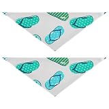 Jihqo Dog Bandanas 2PCS Aqua Flip-Flops Print Triangle Dog Scarf Soft Pet Bandana Reversible Kerchief Bibs for Pet Dogs Cats, S