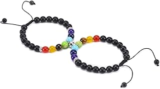 سوار خرز مطرز بالمغناطيس للزوجين اساور شاكرا مطابقة للجنسين مطرزة من الاحجار الطبيعية كهدية للحبيب