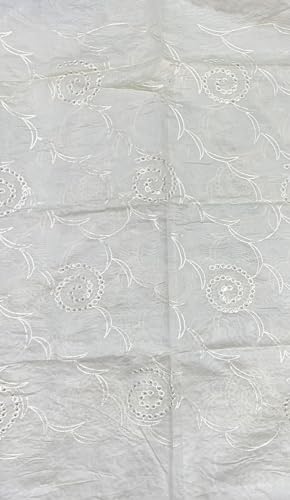 Image of LKC WOMEN'S SEQUENCE EMBROIDERED SELFDESIGN SOFT COTTON CHANDERI DUPATTA