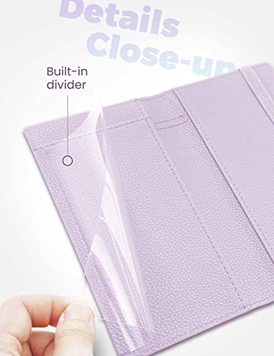 Yarnic Checkbook Cover for Personal Checkbook, Checkbook Holder with Pen Holder & Built-in Clear Plastic Divider for Duplicate Checks (Lavender) - Thumbnail 5