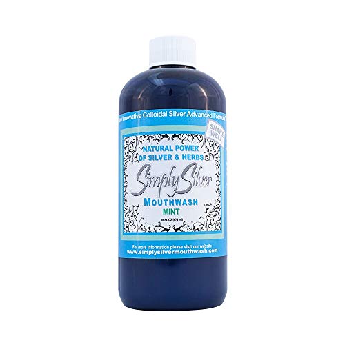 Simply Silver Mouthwash Mint Flavor- All Natural Colloidal Silver Mouthwash with Patent Pending Formula, Alcohol and Fluoride Free, 16 oz