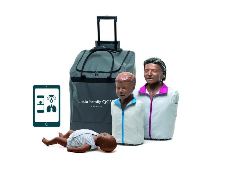 Laerdal Little Family Set mit Puppen für QCPR Training mit dunkler Haut, Dunkel