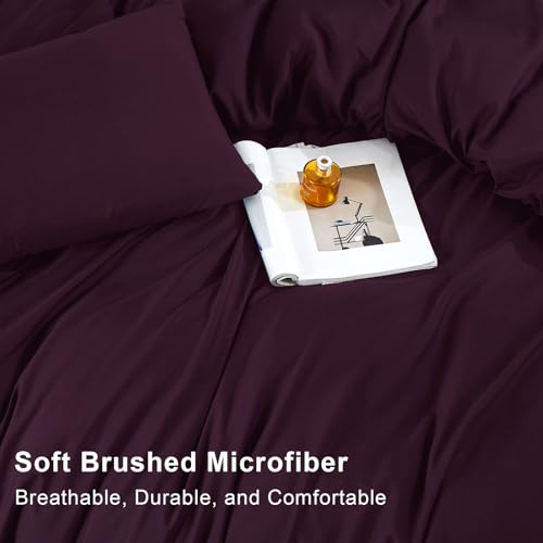 Soifox Super King Duvet Cover Set, Purple Bedding Set Superking Size Bed with Zipper Closure - Image 3