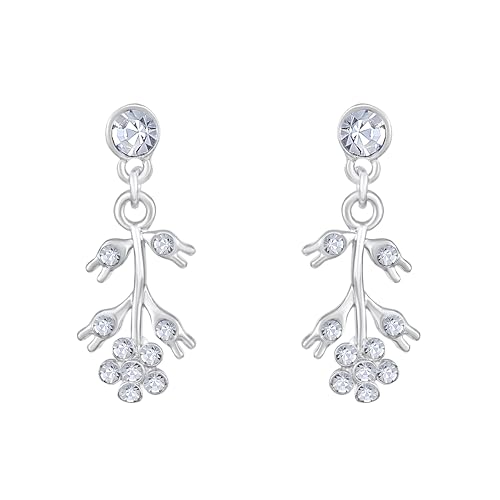 Image of Atasi International American Diamond Style Silver Plated Necklace with Earrings Jewellery Set for Women - Perfect for Party, Wedding, and Engagement