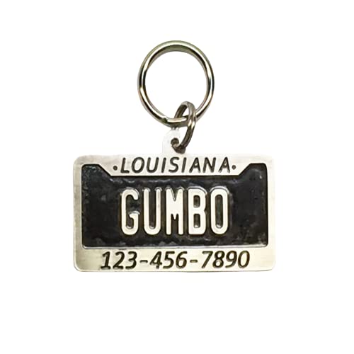 License Plate Dog Tag-Pet ID Tag-Custom Handcrafted Identification Dog Tag-Cat ID Tag-United States US Custom Engraved Pet Tag (1 3/4