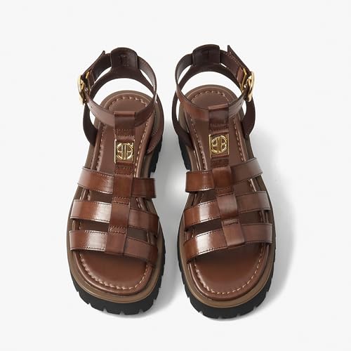 BEAU TODAY Women's Platform Fisherman Sandals, Chunky Gladiator Sandals for Women, Casual Open Toe Leather Sandals, Comfortable Lightweight Dressy Sandals with Ankle Buckle4