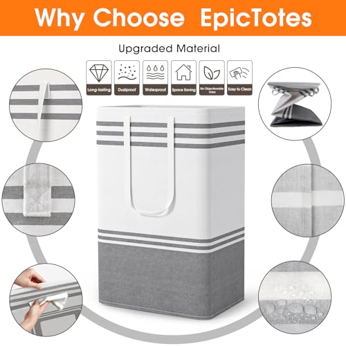 EpicTotes Large Home Laundry Basket Light Gray thumbnail 4