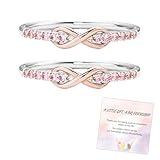 Forever Best Friends Pink Infinity Symbol Ring Set, Best Bitches Infinity Forever Love Knot Ring 2Pcs, Personalized Friendship Promise Stackable Rings Jewelry Gifts for Bestie Sister Friend