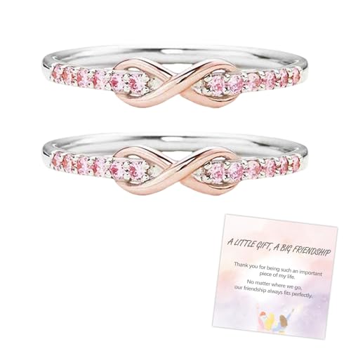 Forever Best Friends Pink Infinity Symbol Ring Set, Best Bitches Infinity Forever Love Knot Ring...