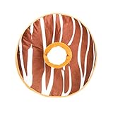 Oreillers amusants pour adultes - oreiller en peluche à sequins réversibles en forme de beignet rose à saupoudrer coussin décoratif confortable