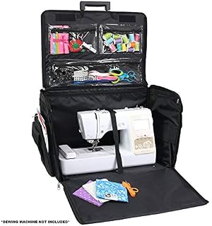 Everything Mary 4 Wheels XL Collapsible Deluxe Sewing Machine Trolley , Black Quilted