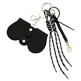 Soft Leather Sunglass Bag, Eyeglass Case Keychain, Sunglasses Clip Holder, Fashion Bag Charm, Purse Charms for Handbags (Black)