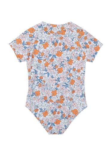 Batermoon Girls One Piece Swimsuit Mock Neck Zipper Short Sleeve Rash Guard Bathing Suit 4-14Y2