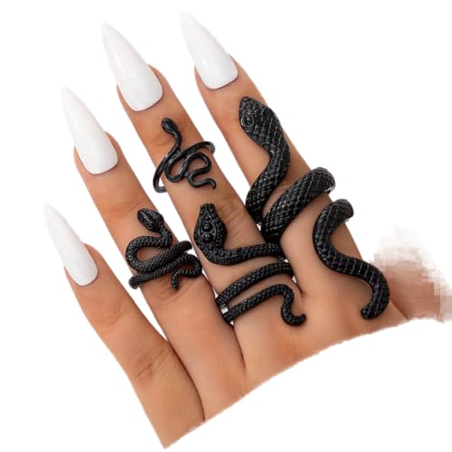 Clataly Vintage Schlange Offene Ringe Kristall Kreuz Index Finger Ring Pintail Ring Schmuck Geschenke für Frauen und Mädchen (Schwarz)