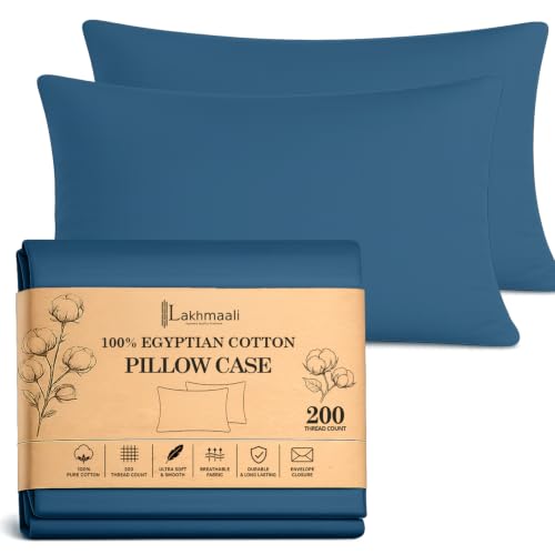 Image of Lakhmaali Denim Blue Pillow Cases 2 Pack — Soft Egyptian Cotton Pillowcases