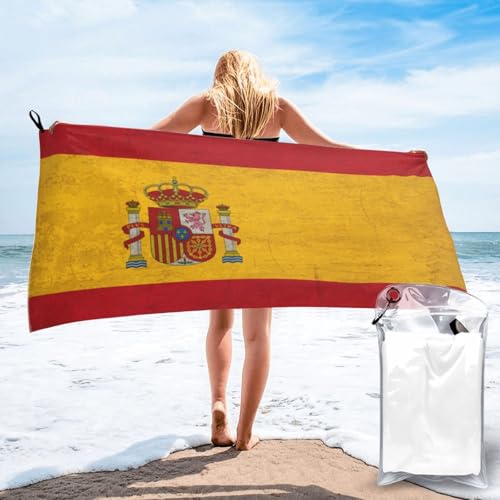 Vintage Spanish Spain Flag Bath Towel Luxurious Microfiber Bath Towel — Ideal for Bathrooms, Hotels, Golf, and The Beach