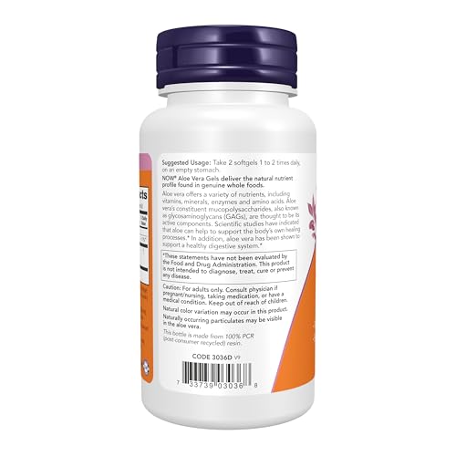 NOW Supplements, Aloe Vera (Aloe barbadensis) 10,000 mg, Supports Digestive Health*, 100 Softgels