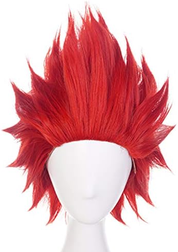 JoneTing Synthetic Wigs + (Wig Cap) Red Hair Short Wavy Wigs for Boy Red Cosplay Wig for Costume Anime Wig for Halloween Peluca Roja Chrismas Party Funnny Wig for Men