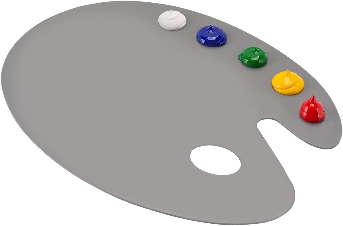 Soho Urban Artist Neutral Gray Artist Paint Palette - Oval Arm Easy Clean Up Palette for Acrylics, No Stains and Paint Peels Off Once Dried - 11.75" x 15.75"