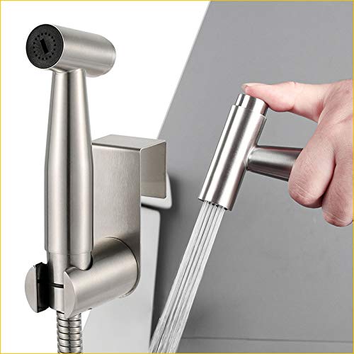 Waschbeckenhandbrause Bidet Handbrause Toilette Sprayer aus 304 Edelstahl Hand Bidet Armatur mit G1/2" Schlauch für weibliche Wäsche, Babytuchwindeln, Haustiere, Badezimmer oder Wand waschen