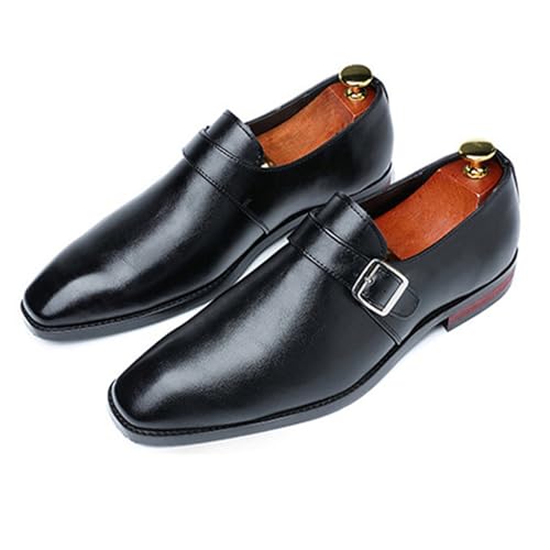 Men's Leather Monk Buckle Formal Oxford Shoes Round Toe Slip-On Fashion Low Top Casual Business Formal Shoes2