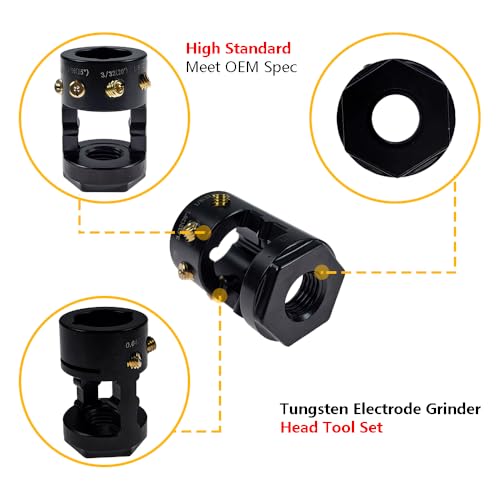 Aluminum Tungsten Electrode Sharpener Grinder TIG Welding Head Tool w/Cut-Off Slot, Connecting Rods, Grinding Disc | Fit for Black and Decker, Milwaukee, Bosch Dremel, Rotary Tools with 3/4-12 Thread