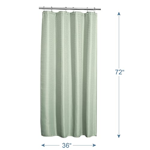 Image of AmazerBath Waffle Stall Shower Curtain, Sage Green Shower Curtain Fabric, Hotel Quality Bathroom Shower Curtains, Heavy Duty, 36 x 72 Inches