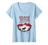 donna escursionista del parco nazionale del grand teton wyoming maglietta con collo a v
