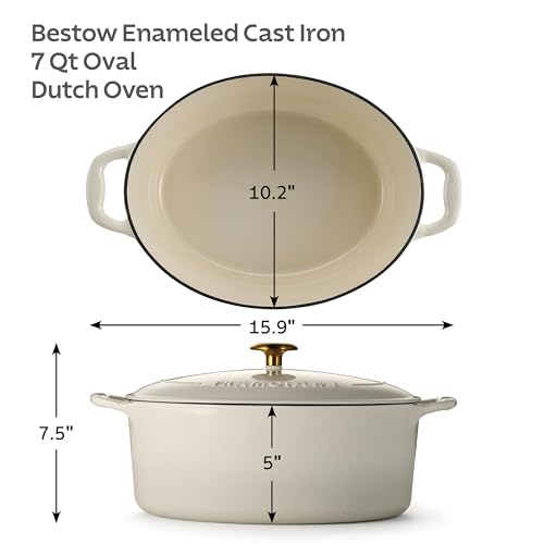 Image of Tramontina Bestow Enameled Cast Iron 7-Qt Oval Dutch Oven Pot with Lid
